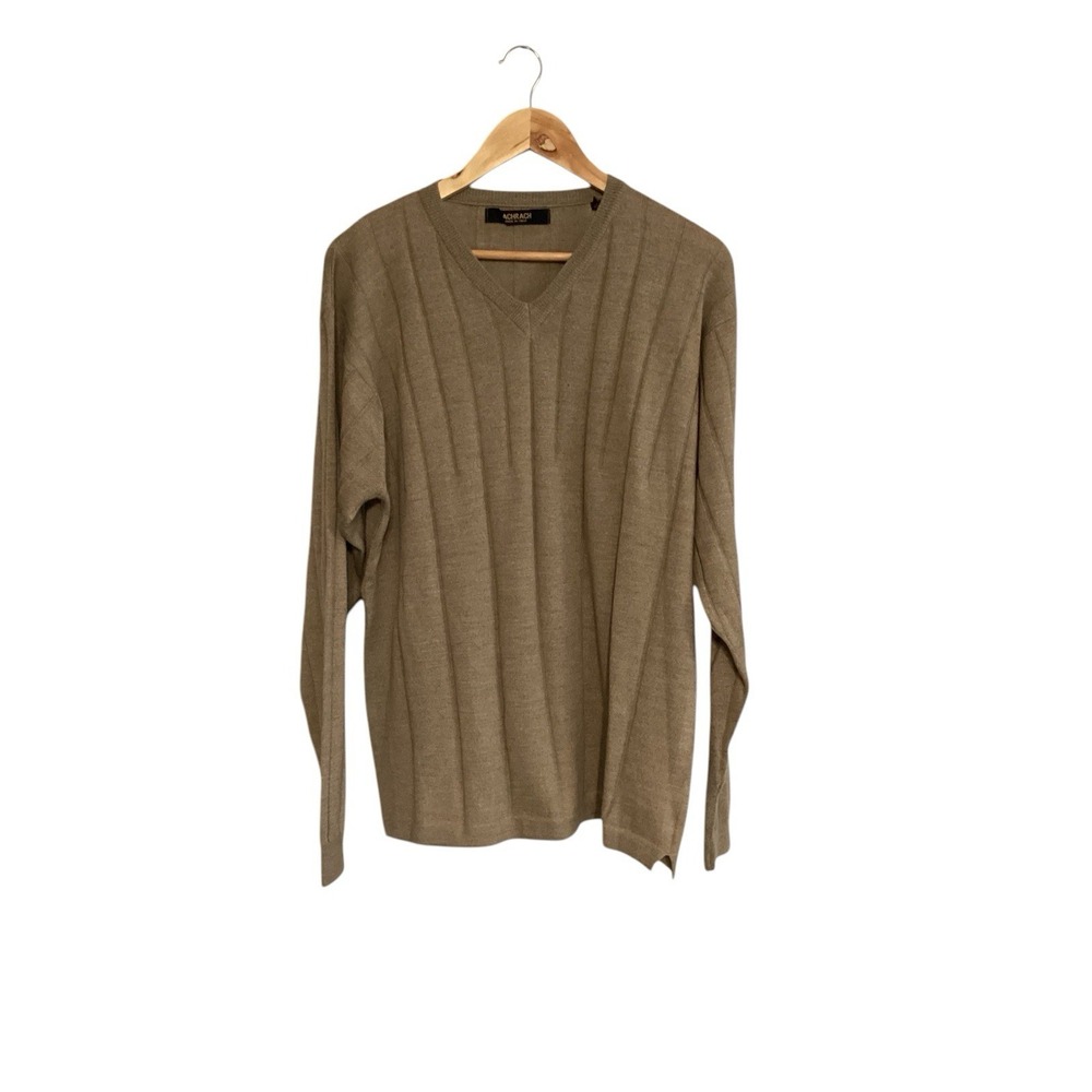 BACHRACH MEN'S 100%MERINO WOOL SWEATER PULLOVER L MADE ITALY Gray Mock neck‎ L